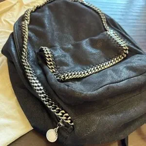 Stella McCartney Falabella Black Silver Backpack Shaggy Deer Flap Vegan Stella McCartney Shaggy Deer Falabella Crossbody Bag Black  main image 4
